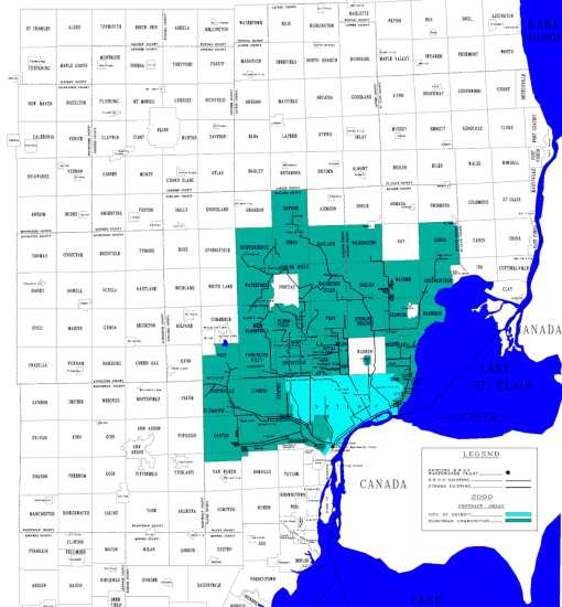 DWSD Sewer System Coverage Areas