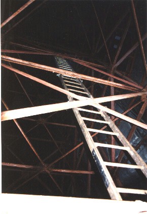 Ladder to the hatch at the top