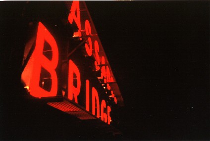 Bridge sign @ night