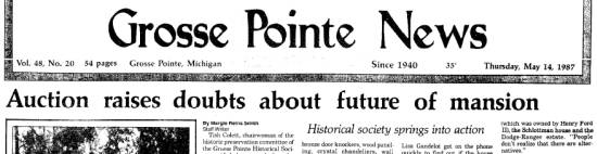 Grosse Pointe News headline, May 14, 1987
