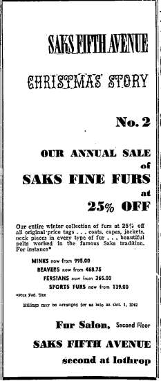 Saks, Dec. 4, 1941
