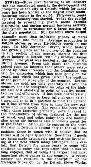 Detroit's Stove Industry, 1928