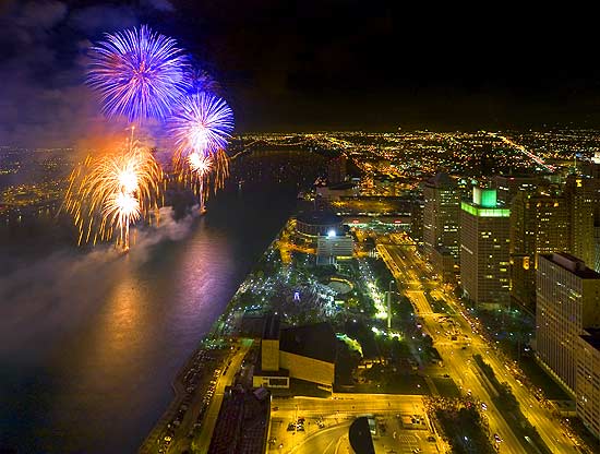 fireworks from rencen