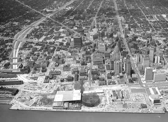 1958 aerial Detroit