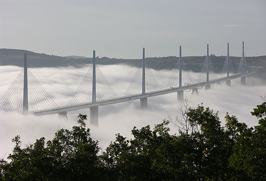 Milau Bridge in clouds