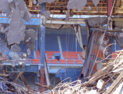 July 9, 2008 - Demoliton continues - historic Detroit Tiger Stadium - seats are visible ???