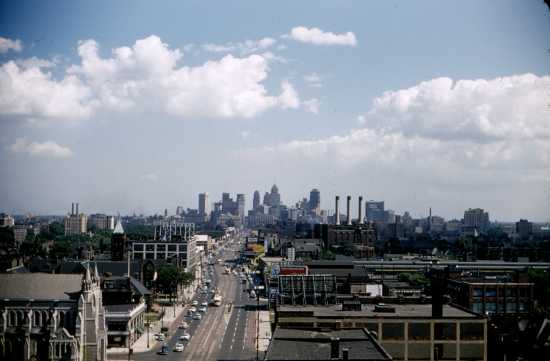 Looking towards downtown,  earlier the same day, July 1954