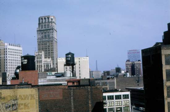 Looking northwest , the Broderick tower