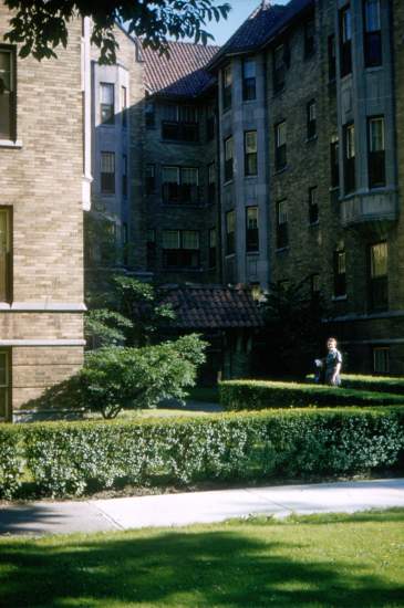 Courtyard with woman, July 17, 1956