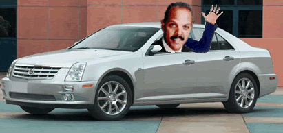Picture of Freeman in Cadillac that CAMPAIGN CONTRIBUTIONS PAY FOR!