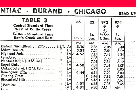 GTW 1965 timetable