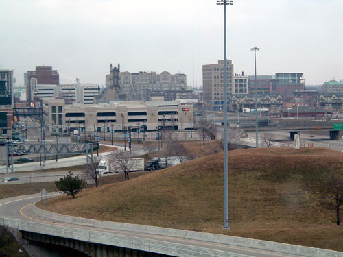 This is a Picture of Foxtown with a view of the Stadiums