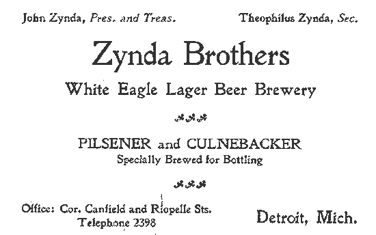 Zynda Brewing 1906 ad