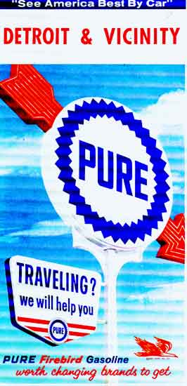 Pure Oil Detroit map cover 1964