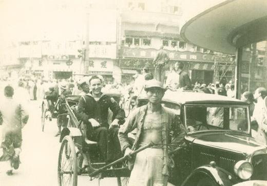 pedicab in Shanghai, China, 1945