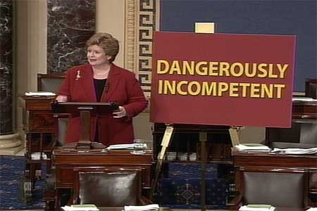 Senator Debbie Stabenow (D-MI) on the floor of the US Senate