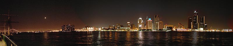 Detroit Skyline at Night from Windsor